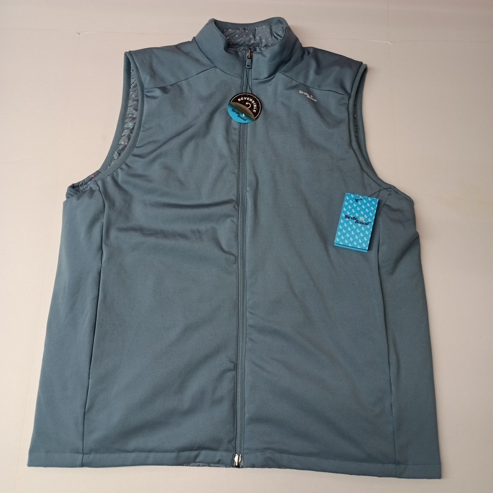 Birdie Bound Golf Men's Sleeveless Reversible Vest Full Zip Blue Size XL XLarge